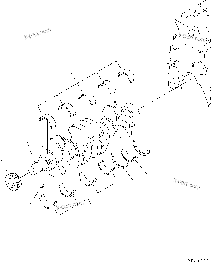 Komatsu parts book diagram for S4D95LE-3A-2 S/N 100001-UP: CRANKSHAFT