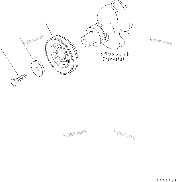 Komatsu parts book diagram for S4D95LE-3A-2 S/N 100001-UP: CRANK PULLEY (NON HARDENING)