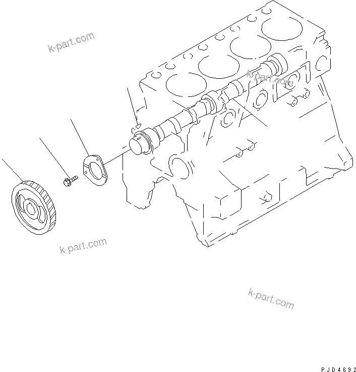 Komatsu parts book diagram for S4D95LE-3A-2 S/N 100001-UP: CAMSHAFT AND GEAR