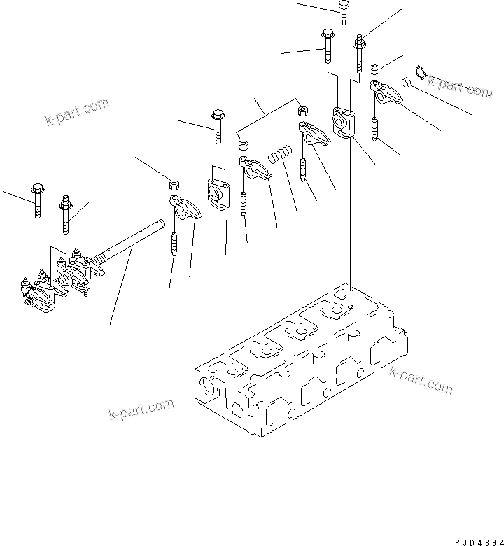 Komatsu parts book diagram for S4D95LE-3A-2 S/N 100001-UP: ROCKER ARM