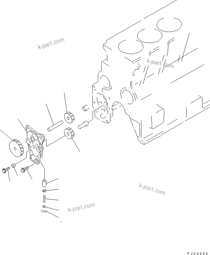 Komatsu parts book diagram for S4D95LE-3A-2 S/N 100001-UP: OIL PUMP