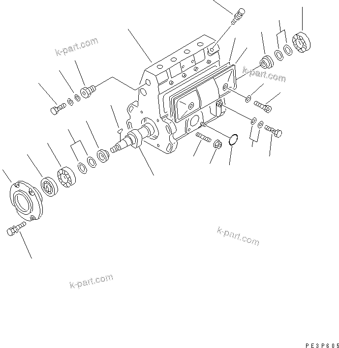 Komatsu parts book diagram for S4D95LE-3A-2 S/N 100001-UP: FUEL INJECTION PUMP (PUMP) (1/2) (INNER PARTS)
