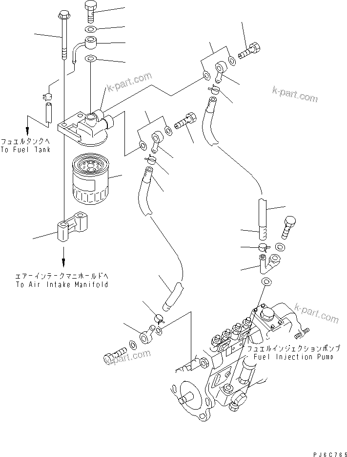 Komatsu parts book diagram for S4D95LE-3A-2 S/N 100001-UP: FUEL FILTER