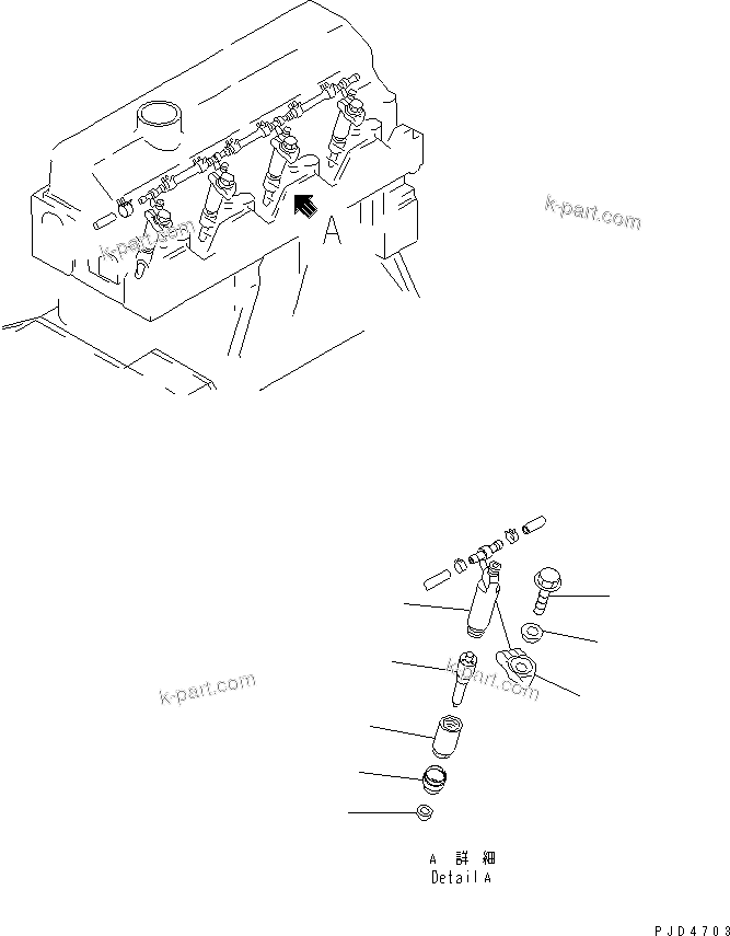 Komatsu parts book diagram for S4D95LE-3A-2 S/N 100001-UP: INJECTION NOZZLE(#100016-)
