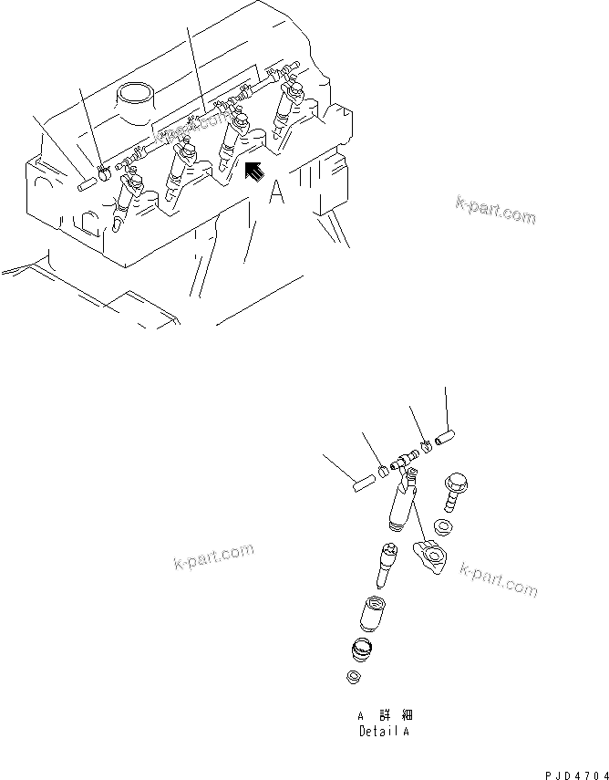 Komatsu parts book diagram for S4D95LE-3A-2 S/N 100001-UP: FUEL RETURN