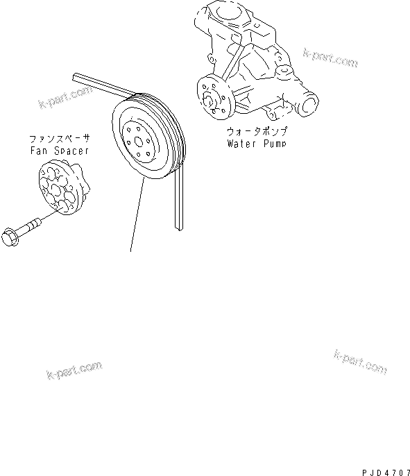 Komatsu parts book diagram for S4D95LE-3A-2 S/N 100001-UP: WATER PUMP PULLEY (NON HARDENING PULLEY)