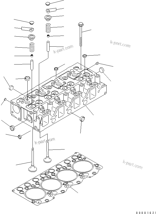 Komatsu parts book diagram for S4D95LE-3A-2 S/N 100001-UP: CYLINDER HEAD