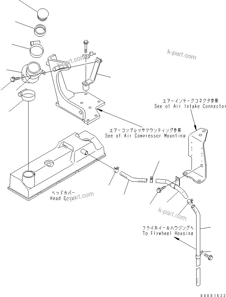 Komatsu parts book diagram for S4D95LE-3A-2 S/N 100001-UP: HEAD COVER RELATED PARTS