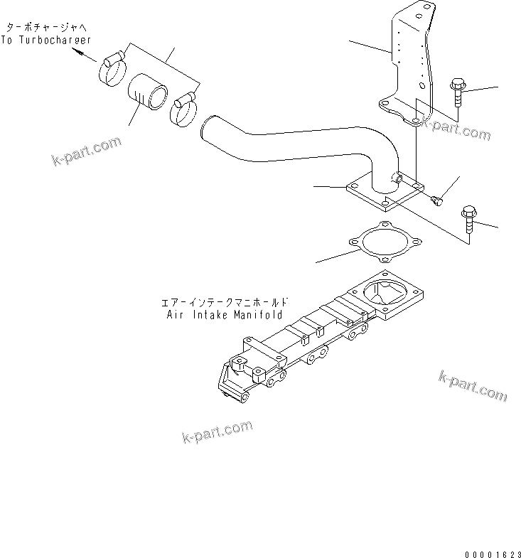 Komatsu parts book diagram for S4D95LE-3A-2 S/N 100001-UP: AIR INTAKE CONNECTOR