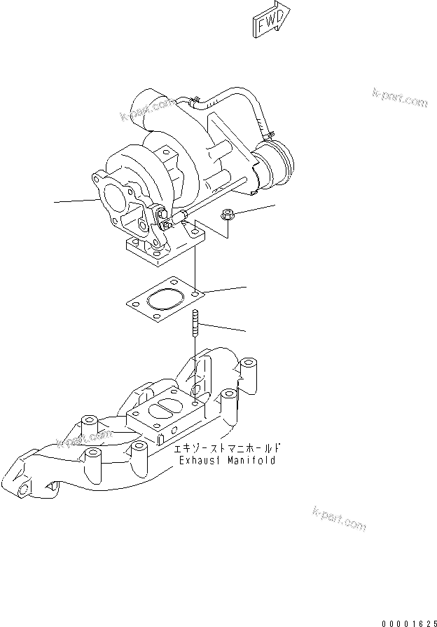 Komatsu parts book diagram for S4D95LE-3A-2 S/N 100001-UP: TURBOCHARGER