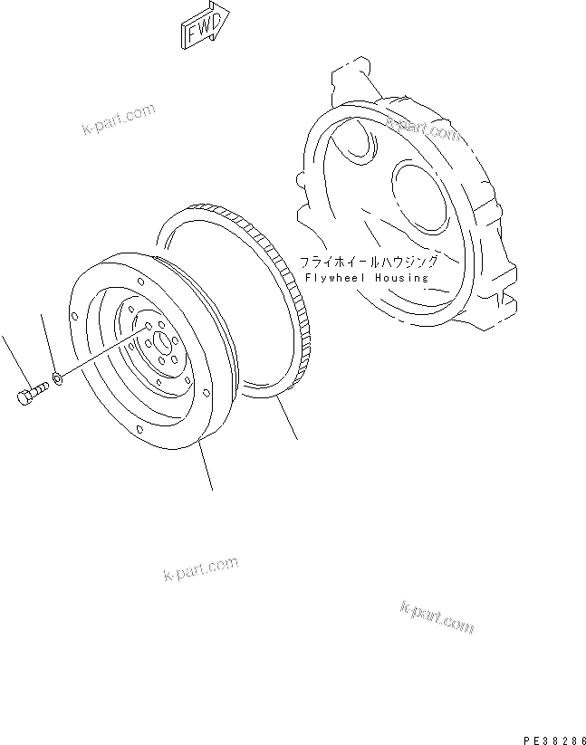 Komatsu parts book diagram for S4D95LE-3A-2 S/N 100001-UP: FLYWHEEL