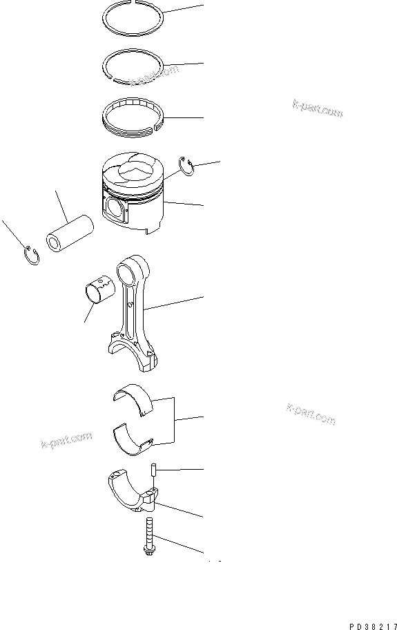 Komatsu parts book diagram for S4D95LE-3A-2 S/N 100001-UP: PISTON
