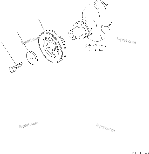 Komatsu parts book diagram for S4D95LE-3A-2 S/N 100001-UP: CRANK PULLEY (NON HARDENING)