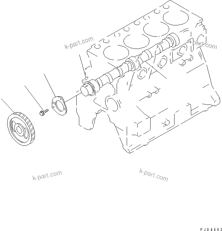 Komatsu parts book diagram for S4D95LE-3A-2 S/N 100001-UP: CAMSHAFT AND GEAR