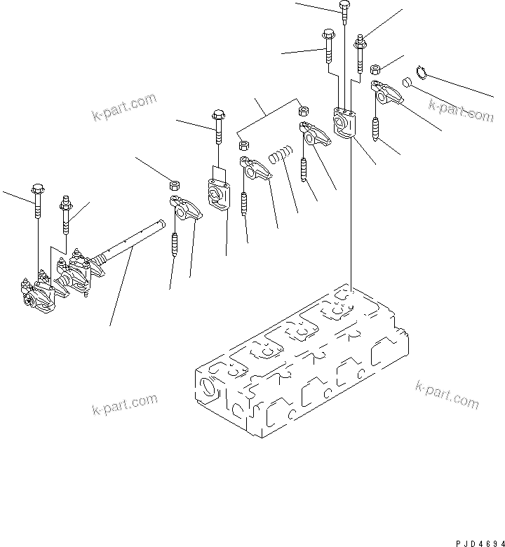Komatsu parts book diagram for S4D95LE-3A-2 S/N 100001-UP: ROCKER ARM