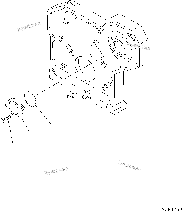 Komatsu parts book diagram for S4D95LE-3A-2 S/N 100001-UP: TACHO DRIVE COVER