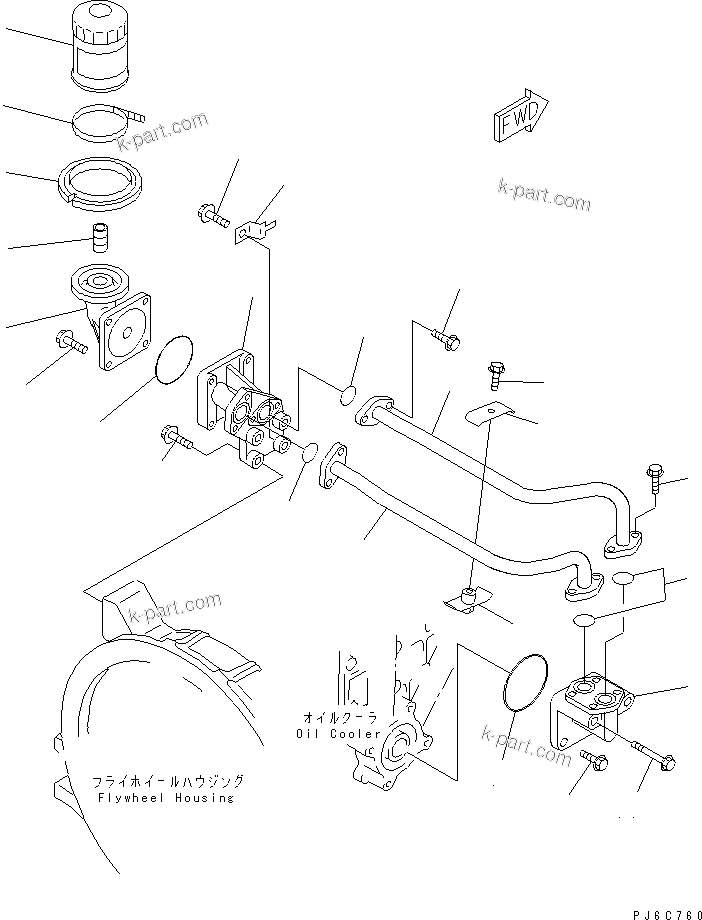 Komatsu parts book diagram for S4D95LE-3A-2 S/N 100001-UP: OIL FILTER