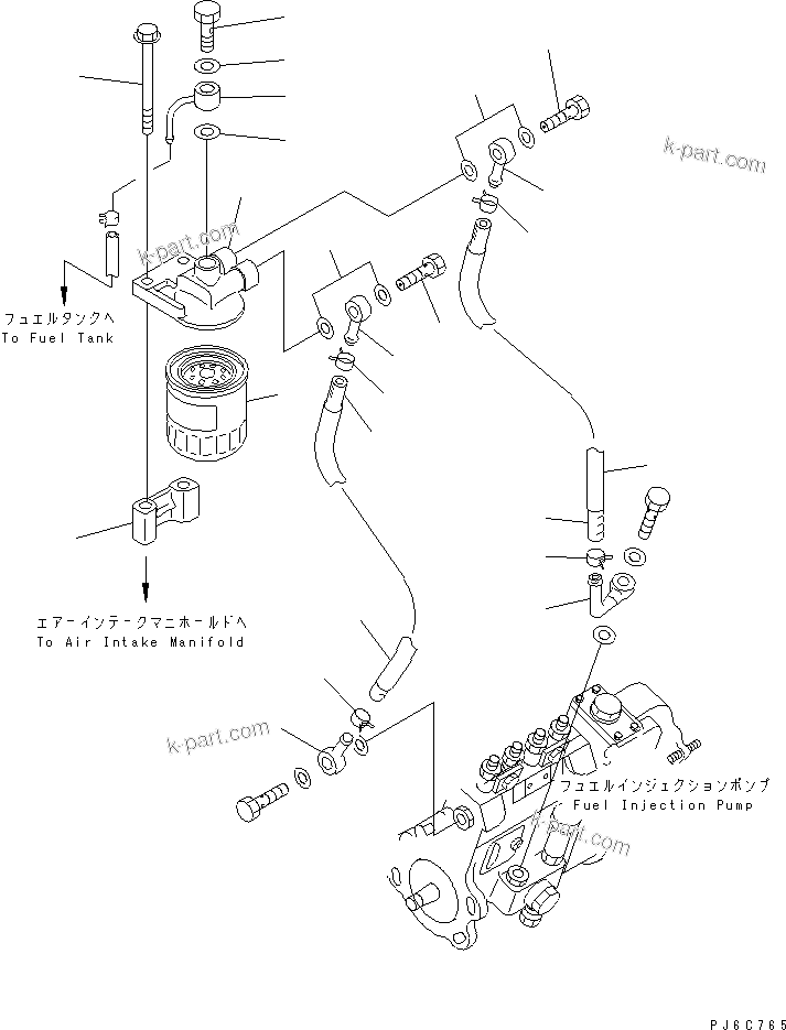 Komatsu parts book diagram for S4D95LE-3A-2 S/N 100001-UP: FUEL FILTER
