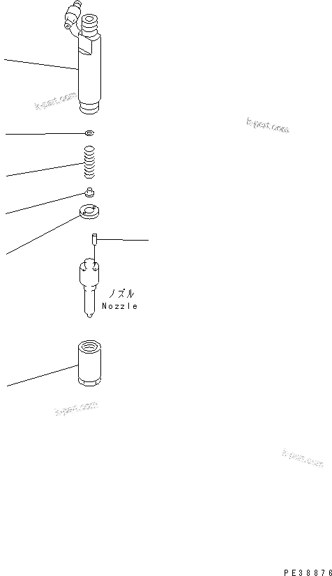 Komatsu parts book diagram for S4D95LE-3A-2 S/N 100001-UP: NOZZLE HOLDER (INNER PARTS)(#100001-108487)