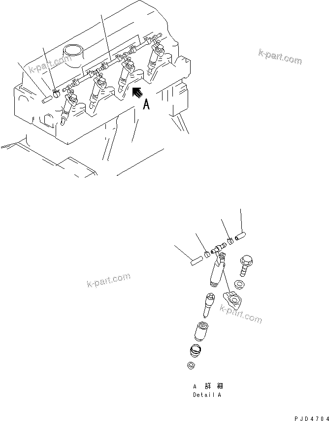 Komatsu parts book diagram for S4D95LE-3A-2 S/N 100001-UP: FUEL RETURN