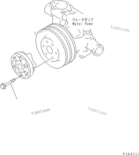 Komatsu parts book diagram for S4D95LE-3A-2 S/N 100001-UP: COOLING FAN SPACER BOLT