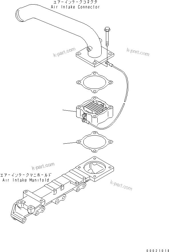 Komatsu parts book diagram for S4D95LE-3B-2M S/N 100001-UP: RIBON HEATER(#102014-)
