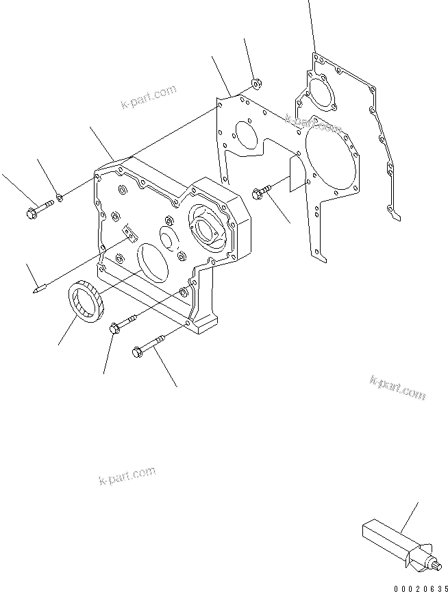 Komatsu parts book diagram for S4D95LE-3B-2M S/N 100001-UP: FRONT COVER(#102014-)
