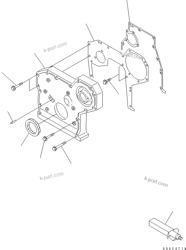 Komatsu parts book diagram for S4D95LE-3B-2M S/N 100001-UP: FRONT COVER(#102014-)