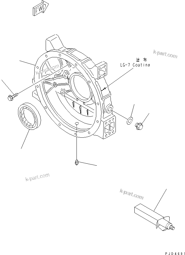 Komatsu parts book diagram for S4D95LE-3B-2M S/N 100001-UP: FLYWHEEL HOUSING(#102014-102755)