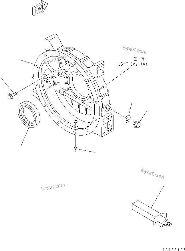 Komatsu parts book diagram for S4D95LE-3B-2M S/N 100001-UP: FLYWHEEL HOUSING(#102756-)