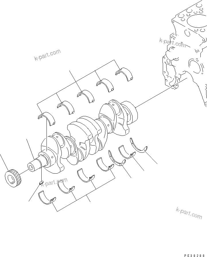 Komatsu parts book diagram for S4D95LE-3B-2M S/N 100001-UP: CRANKSHAFT(#102014-)