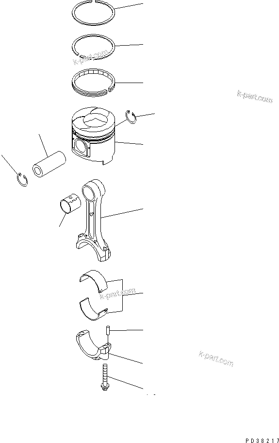 Komatsu parts book diagram for S4D95LE-3B-2M S/N 100001-UP: PISTON