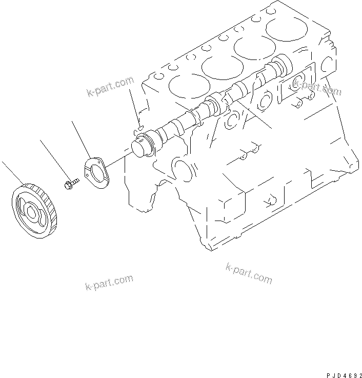 Komatsu parts book diagram for S4D95LE-3B-2M S/N 100001-UP: CAMSHAFT AND GEAR
