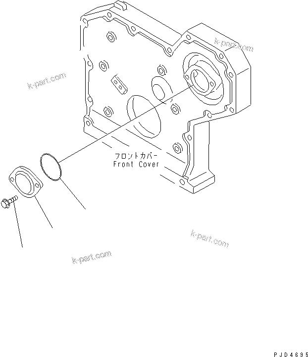 Komatsu parts book diagram for S4D95LE-3B-2M S/N 100001-UP: TACHO DRIVE COVER