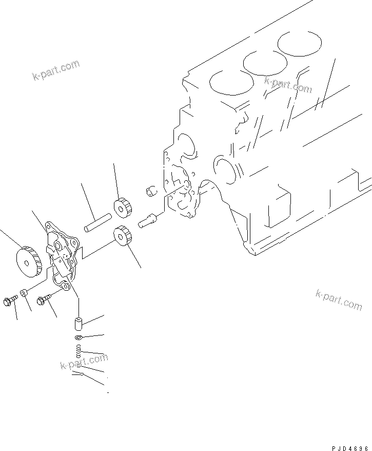 Komatsu parts book diagram for S4D95LE-3B-2M S/N 100001-UP: OIL PUMP