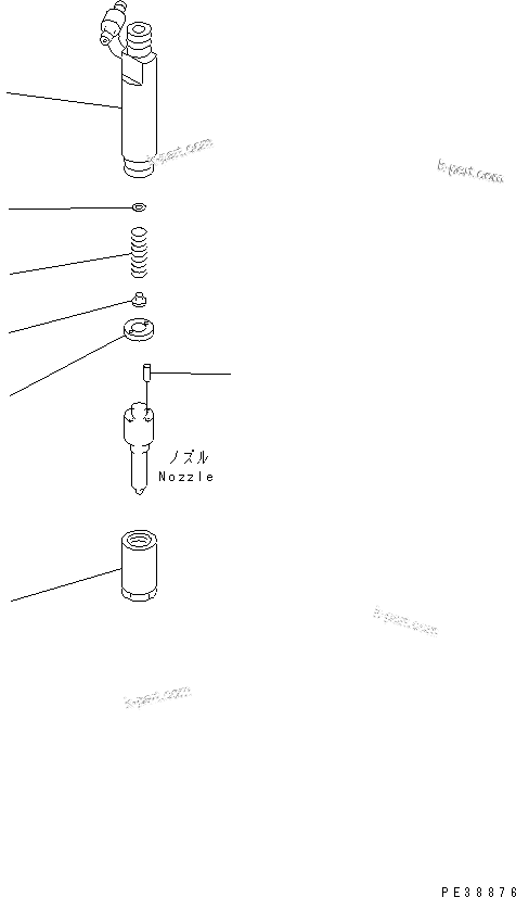 Komatsu parts book diagram for S4D95LE-3B-2M S/N 100001-UP: NOZZLE HOLDER (INNER PARTS)(#102014-)
