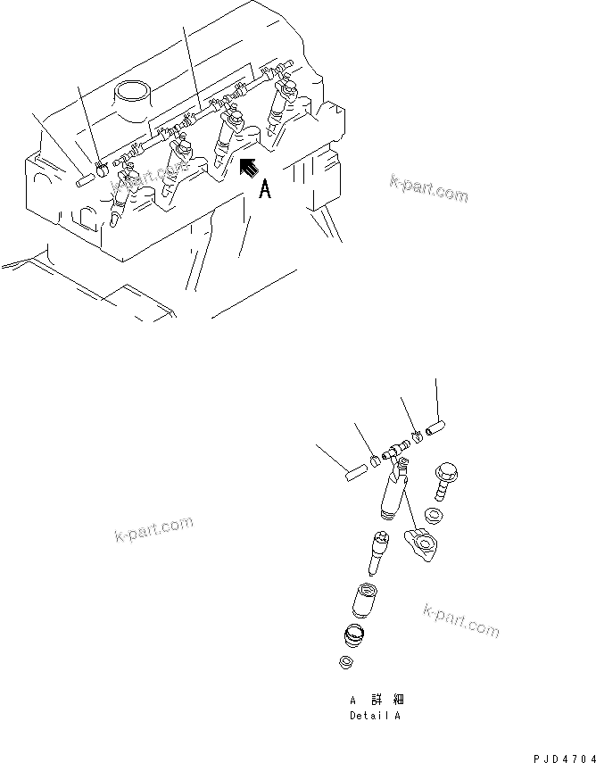 Komatsu parts book diagram for S4D95LE-3B-2M S/N 100001-UP: FUEL RETURN