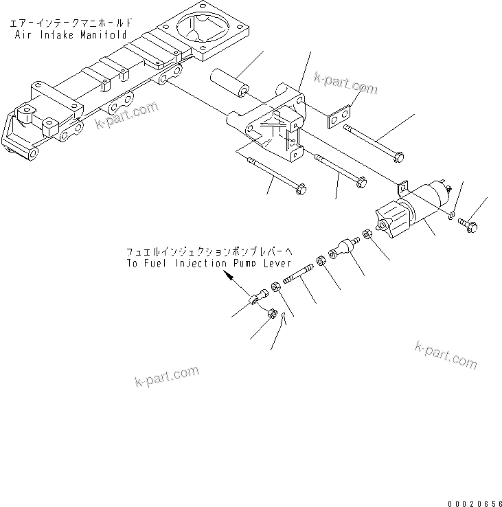 Komatsu parts book diagram for S4D95LE-3B-2M S/N 100001-UP: SOLENOID(#102014-)