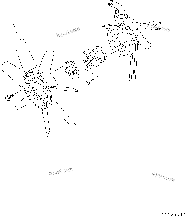 Komatsu parts book diagram for S4D95LE-3B-2M S/N 100001-UP: COOLING FAN(#102014-)