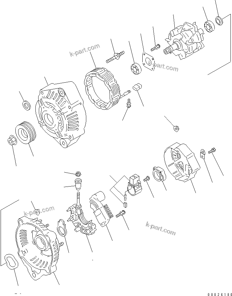 Komatsu parts book diagram for S4D95LE-3B-2M S/N 100001-UP: ALTERNATOR (60A) (INNER PARTS)(#103028-)