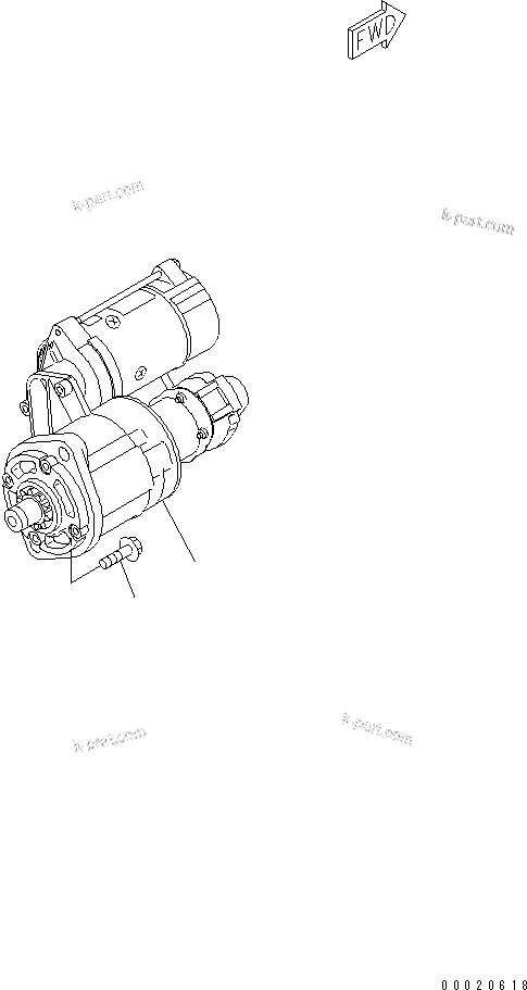 Komatsu parts book diagram for S4D95LE-3B-2M S/N 100001-UP: STARTING MOTOR MOUNTING (3.0KW)(#102014-)