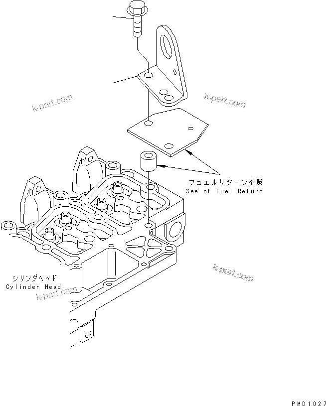 Komatsu parts book diagram for S6D102E-1F-US S/N 26200929-UP: REAR HANGER