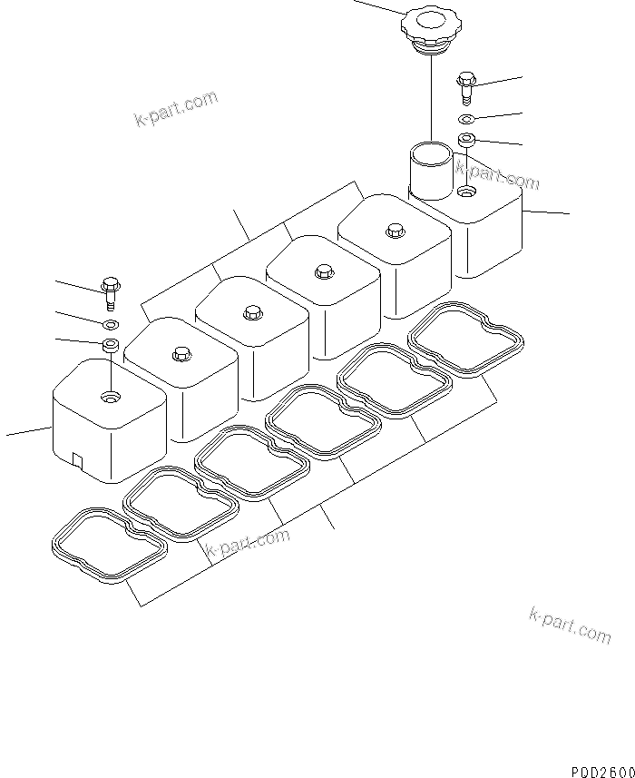 Komatsu parts book diagram for S6D102E-1F-US S/N 26200929-UP: HEAD COVER(#26206346-26231951)
