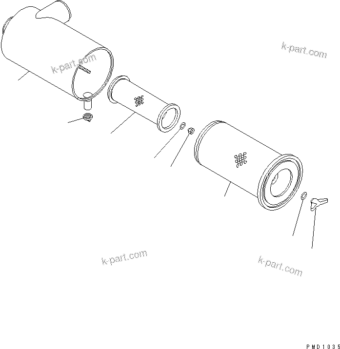 Komatsu parts book diagram for S6D102E-1F-US S/N 26200929-UP: AIR CLEANER (FORWERDED INDIVIDUALLY PARTS)(#26200929-26257405)