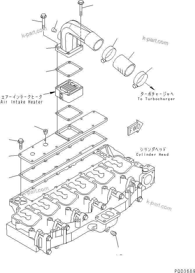 Komatsu parts book diagram for S6D102E-1F-US S/N 26200929-UP: AIR CONNECTOR(#26201318-)