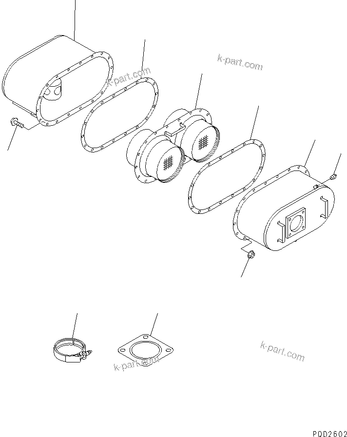 Komatsu parts book diagram for S6D102E-1F-US S/N 26200929-UP: MUFFLER (CERAMIC TYPE)(#26295523-)