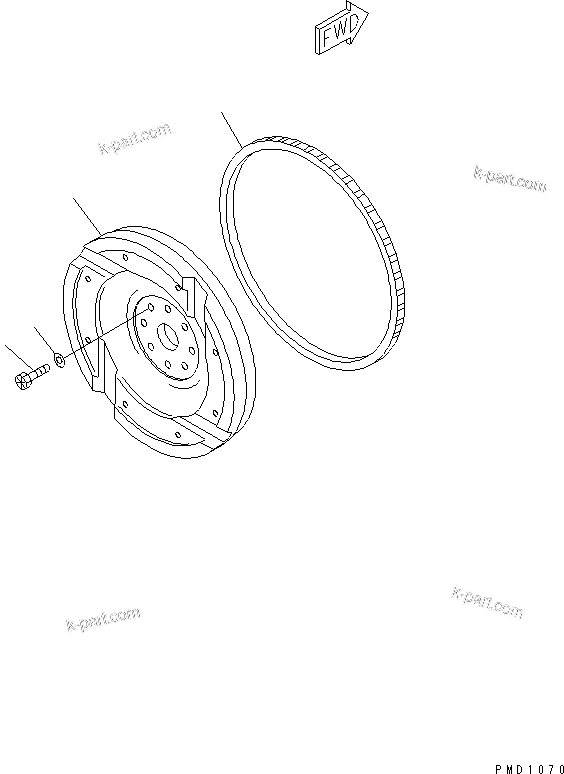 Komatsu parts book diagram for S6D102E-1F-US S/N 26200929-UP: FLYWHEEL(#26214542-)