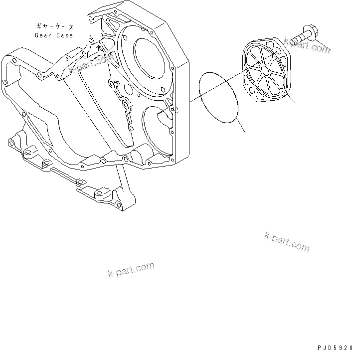 Komatsu parts book diagram for S6D102E-1F-US S/N 26200929-UP: FRONT GEAR TRAIN COVER(#26264837-)