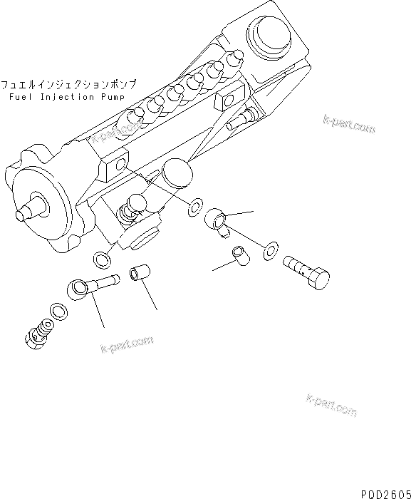 Komatsu parts book diagram for S6D102E-1F-US S/N 26200929-UP: FUEL HOSE JOINT(#26205500-)