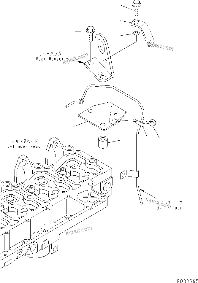 Komatsu parts book diagram for S6D102E-1F-US S/N 26200929-UP: FUEL RETURN(#26228482-26241073)